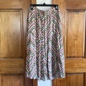 Warm-Toned Midi Tiered Skirt with Button Details and Smocked Waist Sonoma 2X